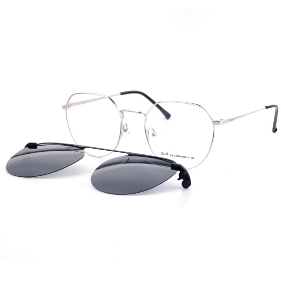 METAL HALF RIM FRAME W/CLIP 52-19 (145) SILVER