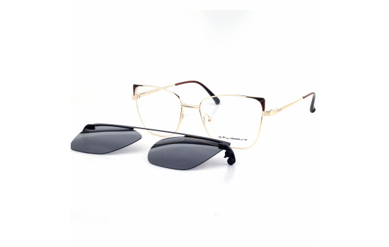 METAL HALF RIM FRAME W/CLIP 54-17 (140) GOLD & GRE