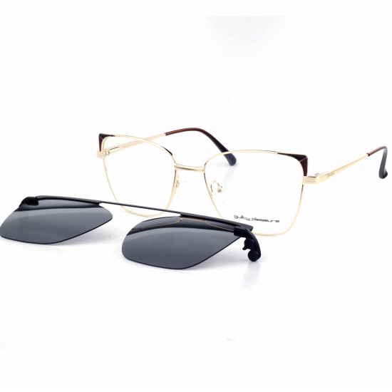 METAL HALF RIM FRAME W/CLIP 54-17 (140) GOLD & GRE