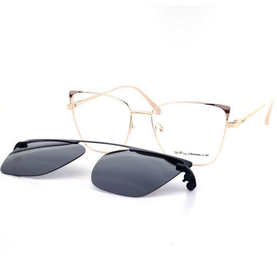 METAL HALF RIM FRAME W/CLIP 54-17 (140) GOLD & BRO