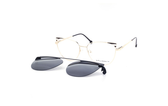 METAL HALF RIM FRAME W/CLIP 53-19 (145) GOLD & GRE